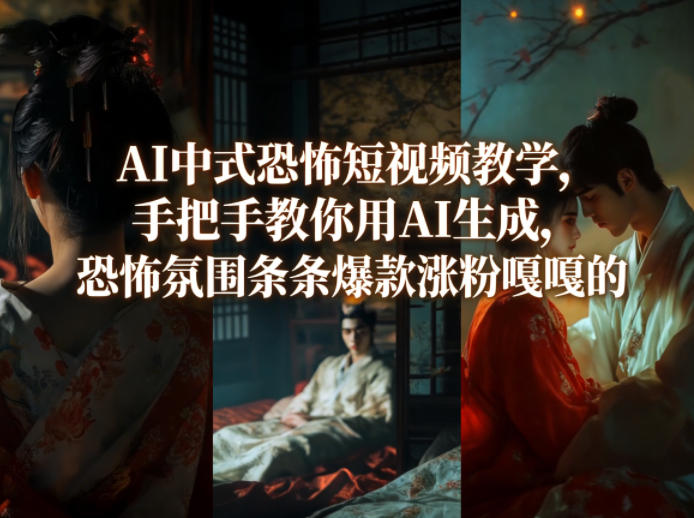 AI中式恐怖短视频教学，手把手教你用AI生成，恐怖氛围条条爆款涨粉嘎嘎的-百盟网