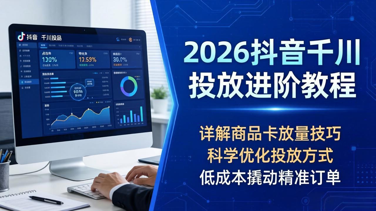 2026抖音千川投放进阶教程，详解商品卡放量技巧，科学优化投放方式，低成本撬动精准订单-百盟网