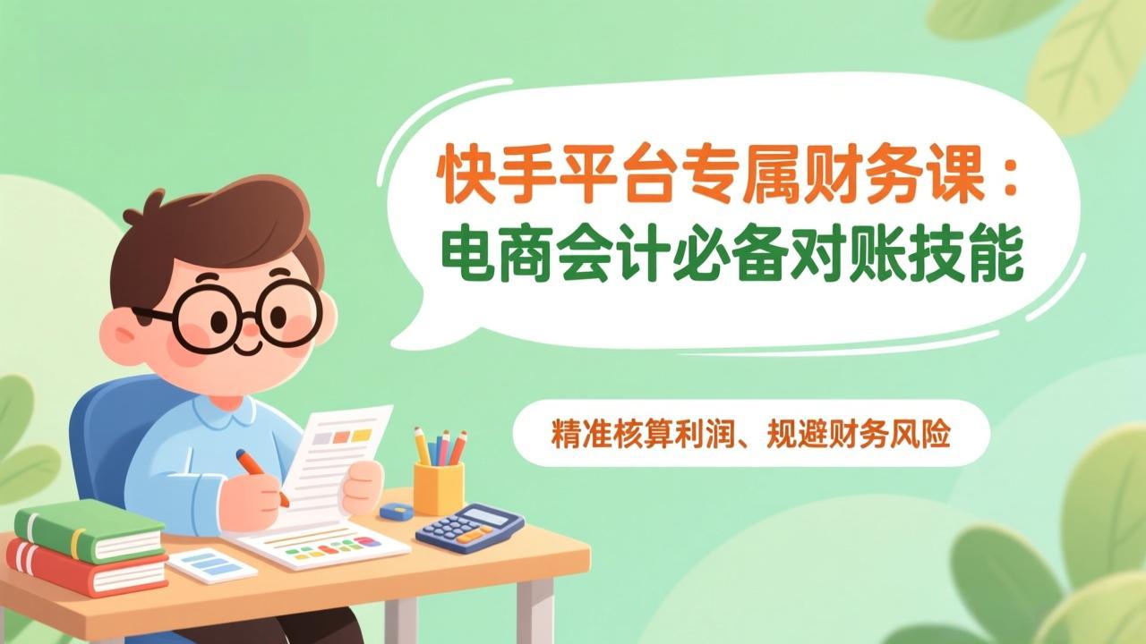 快手平台专属财务课：电商会计必备对账技能，精准核算利润、规避财务风险-百创网