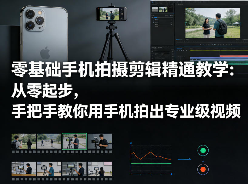 零基础手机拍摄剪辑精通教学：从零起步，手把手教你用手机拍出专业级视频-百盟网