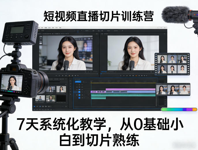 短视频直播切片训练营，7天系统化教学，从0基础小白到切片熟练-百盟网