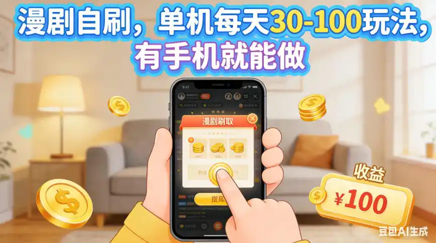 漫剧自刷，单机每天30-100玩法，有手机就能做，可矩阵操作放大收益【揭秘】-百盟网