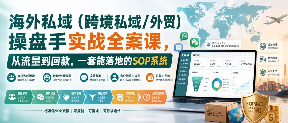海外私域(跨境私域/外贸)操盘手实战全案课，从流量到回款，一套能落地的SOP系统-百盟网