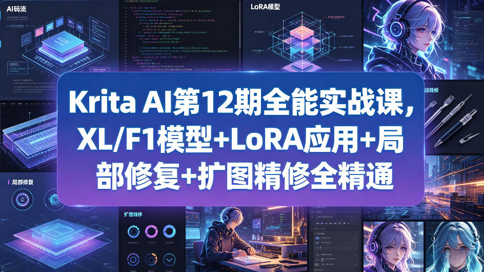 Krita AI第12期全能实战课，XL/F1模型+LoRA应用+局部修复+扩图精修全精通-百盟网