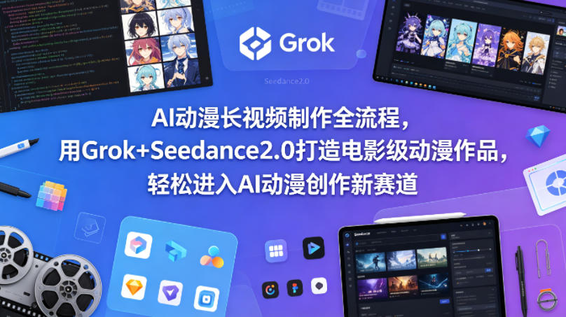 AI动漫长视频制作全流程，用Grok+Seedance2.0打造电影级动漫作品，轻松进入AI动漫创作新赛道-百盟网