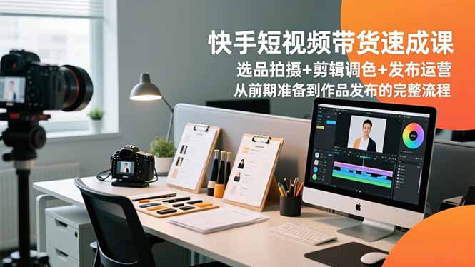 快手短视频带货速成课，选品拍摄+剪辑调色+发布运营，从前期准备到作品发布的完整流程-百创网