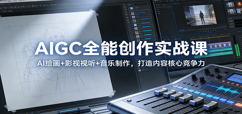 AIGC全能创作实战课：AI绘画+影视视听+音乐制作，打造内容核心竞争力-百创网