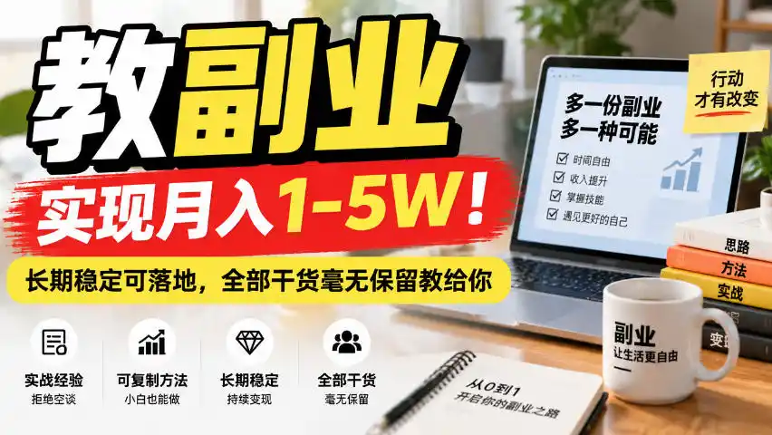 “教副业”实现月入1-5W！长期稳定可落地，全部干货毫无保留教给你【揭秘】-百盟网