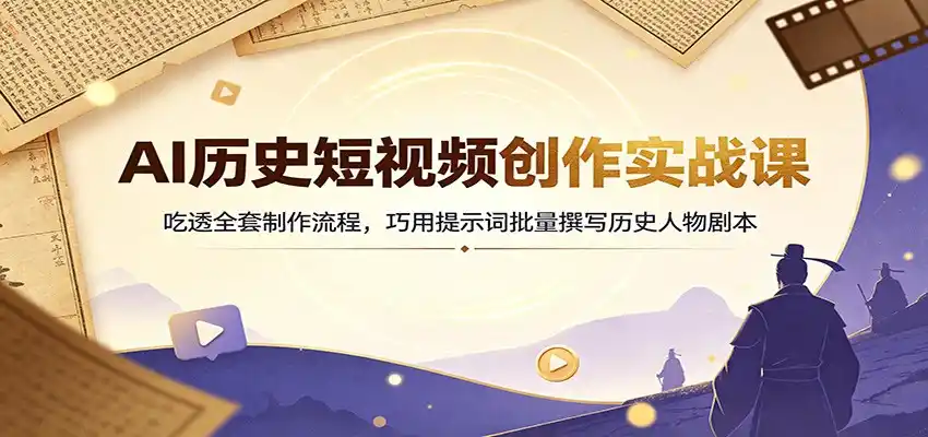 AI历史短视频创作实战课：吃透全套制作流程，巧用提示词批量撰写历史人物剧本-百盟网