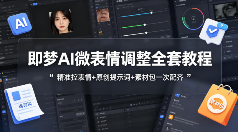 即梦AI微表情调整全套教程，精准控表情+原创提示词+素材包一次配齐-百盟网