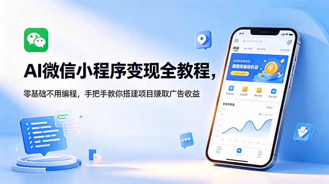 AI微信小程序变现全教程,零基础不用编程,手把手教你搭建项目赚取广告收益-百盟网