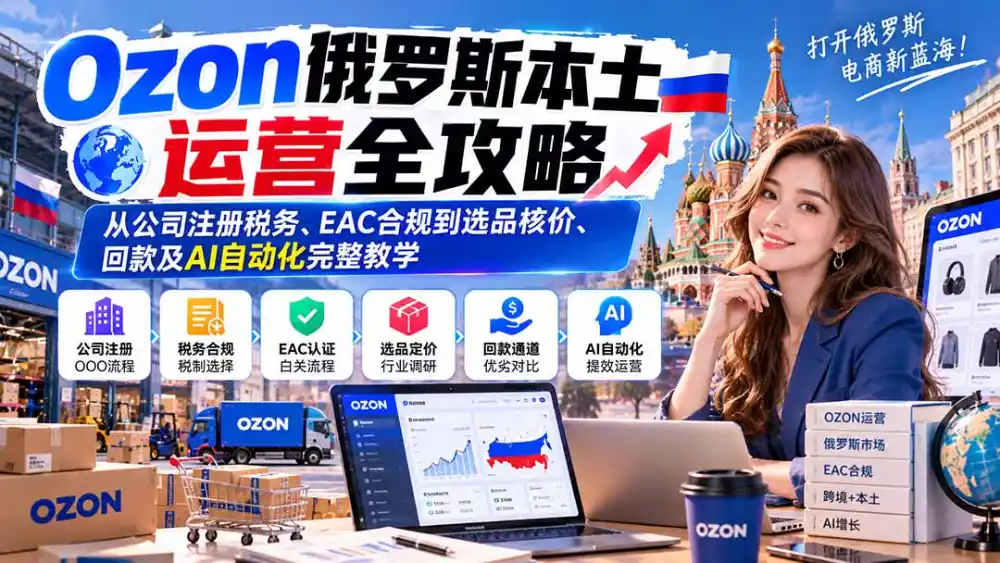 Ozon俄罗斯本土运营全攻略：从公司注册税务、EAC合规到选品核价、回款及AI自动化完整教学-百盟网