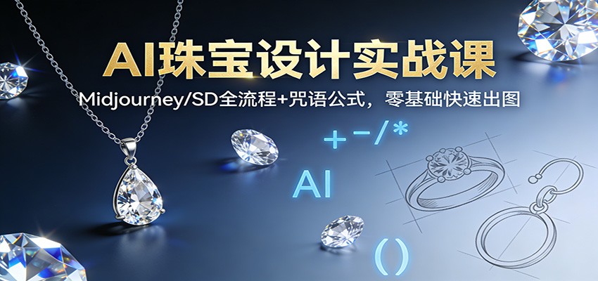 AI珠宝设计实战课：Midjourney/SD全流程+咒语公式，零基础快速出图-百创网