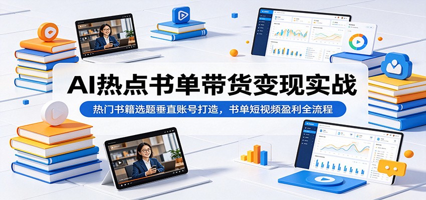 AI热点书单带货变现实战:热门书籍选题垂直账号打造,书单短视频盈利全流程-百盟网
