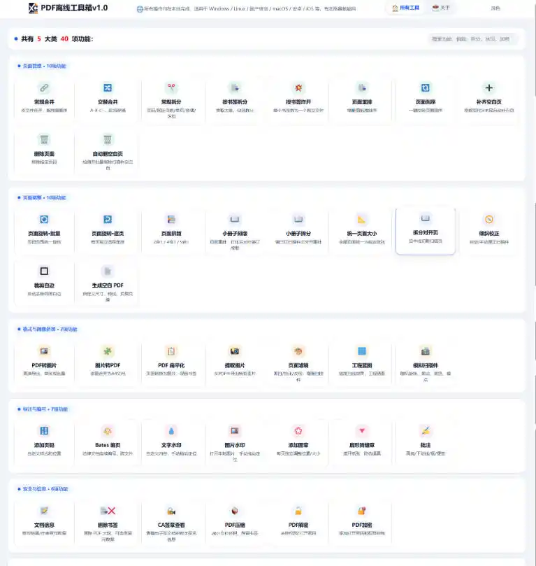 免费PDF工具箱！4MB离线运行，40+功能，合并拆分压缩加密全搞定！-百盟网