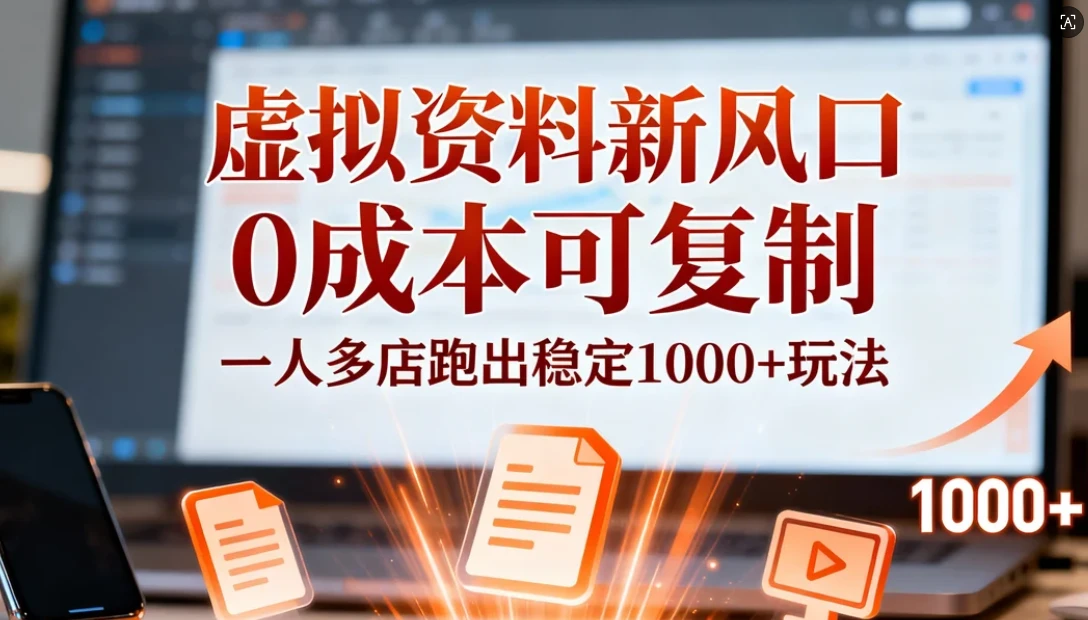 小红书虚拟资料新风口,0 成本可复制,一人多店跑出稳定 1000+ 玩法-百创网