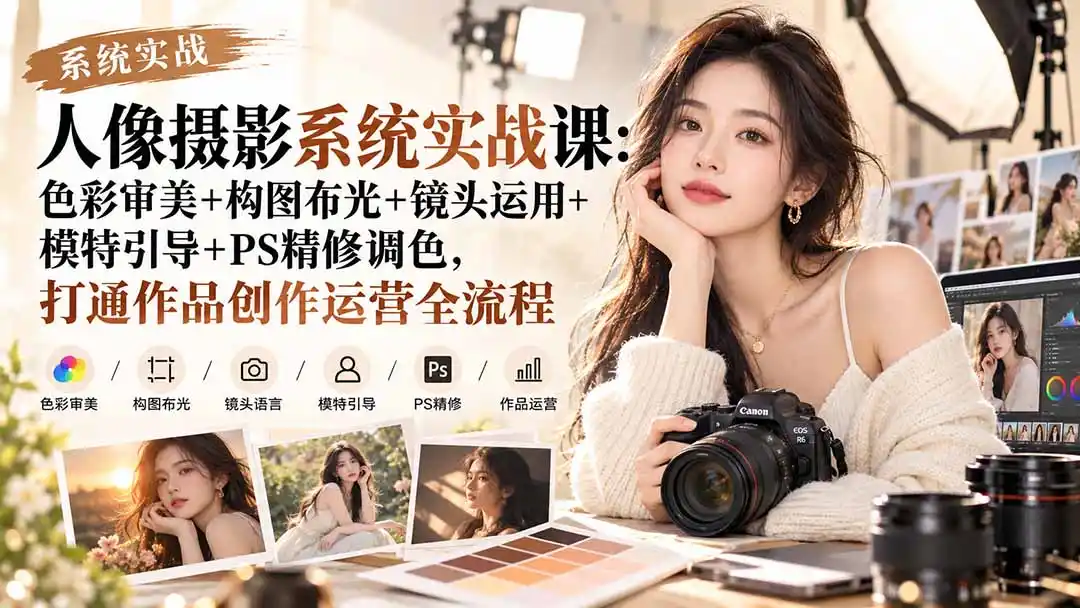 【无水印】人像摄影系统实战课:色彩审美+构图布光+镜头运用+模特引导+PS精修调色,打通作品创作运营全流程 【无水印】人像摄影系统实战课:色彩审美+构图布光+镜头运用+模特引导+PS精修调色,打通作品创作运营全流程
