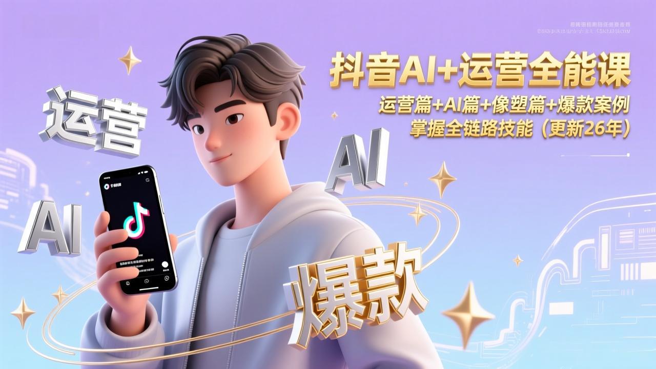 抖音AI+运营全能课，运营篇+AI篇+像塑篇+爆款案例，掌握全链路技能(更新26年-百创网