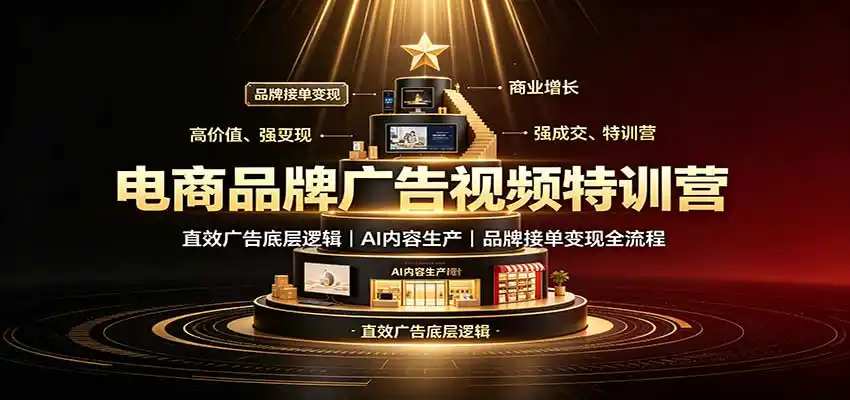 电商品牌广告视频特训:直效广告底层逻辑,AI内容生产,品牌接单变现全流程-百盟网