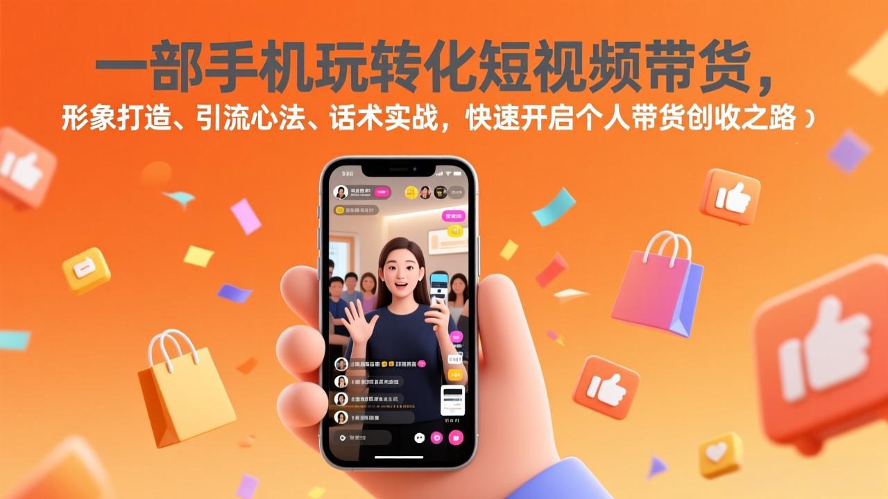 一部手机玩转化短视频带货，形象打造、引流心法、话术实战，快速开启个人带货创收之路-百盟网