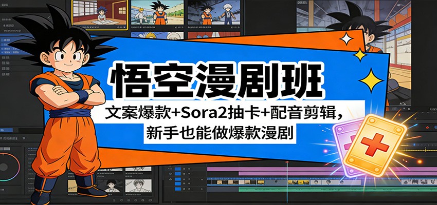 悟空漫剧班：文案爆款+Sora2抽卡+配音剪辑，新手也能做爆款漫剧-百盟网