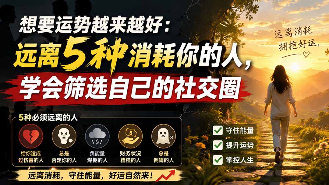 付费文章:想要运势越来越好:远离5种消耗你的人,学会筛选自己的社交圈-百盟网