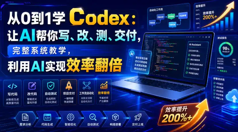 从0到1学Codex:让AI帮你写、改、测、交付,完整系统教学,利用AI实现效率翻倍(更新0918)-百盟网