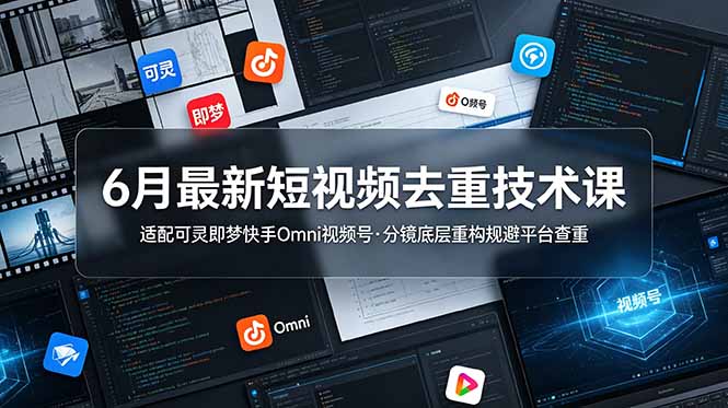 6月最新短视频去重技术课，适配可灵即梦快手Omni视频号，分镜底层重构规避平台查重-百盟网