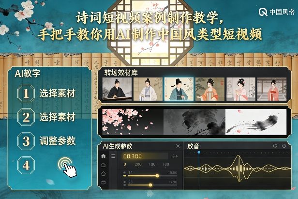 古诗词短视频案例制作教学，手把手教你用AI制作中国风类型短视频-百创网
