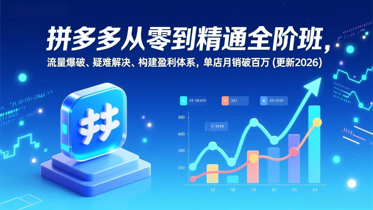 拼多多从零到精通全阶班，流量爆破、疑难解决，构建盈利体系，单店月销破百万(更新2026-百创网