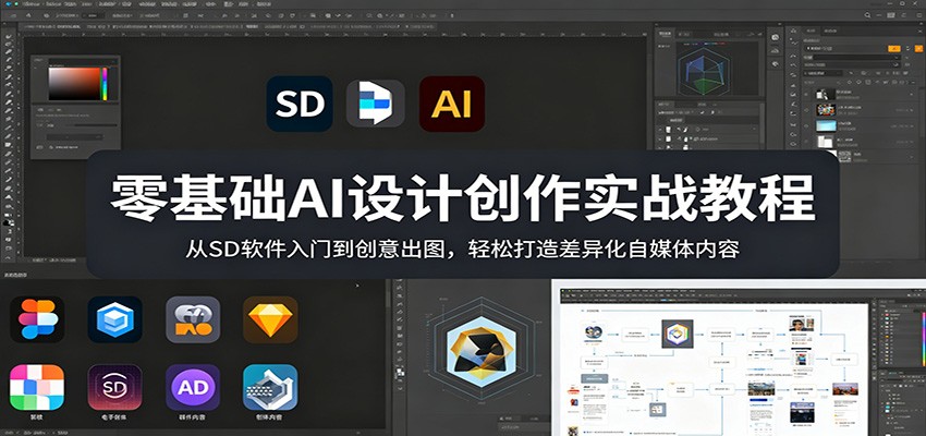 零基础AI设计创作实战教程：从SD软件入门到创意出图，轻松打造差异化自媒体内容-百盟网