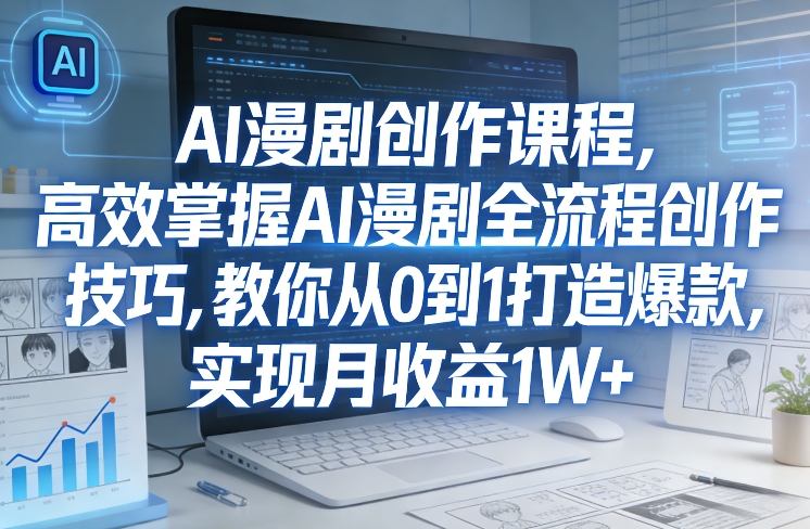 某社群AI漫剧创作课程，高效掌握AI漫剧全流程创作技巧，教你从0到1打造爆款，实现月收益1W+-百盟网
