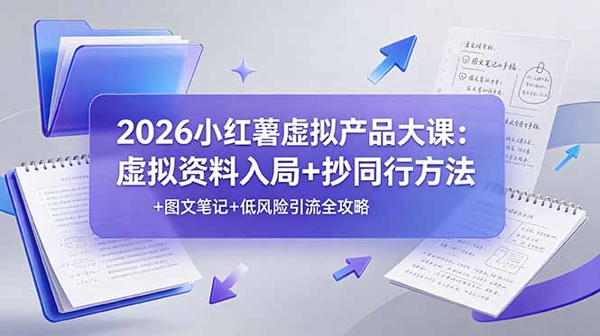 2026小红薯虚拟产品大课：虚拟资料入局+抄同行方法+图文笔记+低风险引流全攻略-百盟网