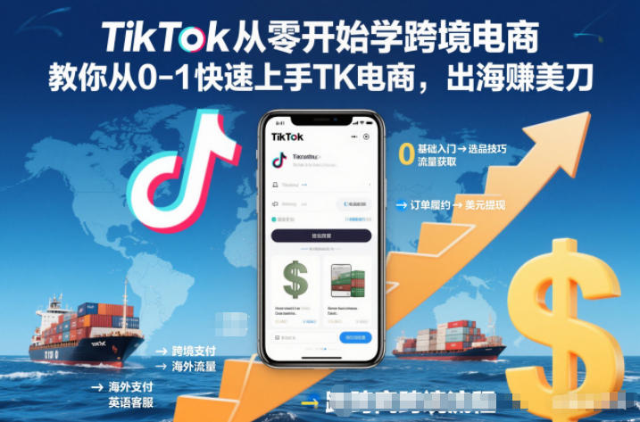 TikTok从零开始学跨境电商,教你从0-1快速上手TK电商,出海賺美刀-百创网