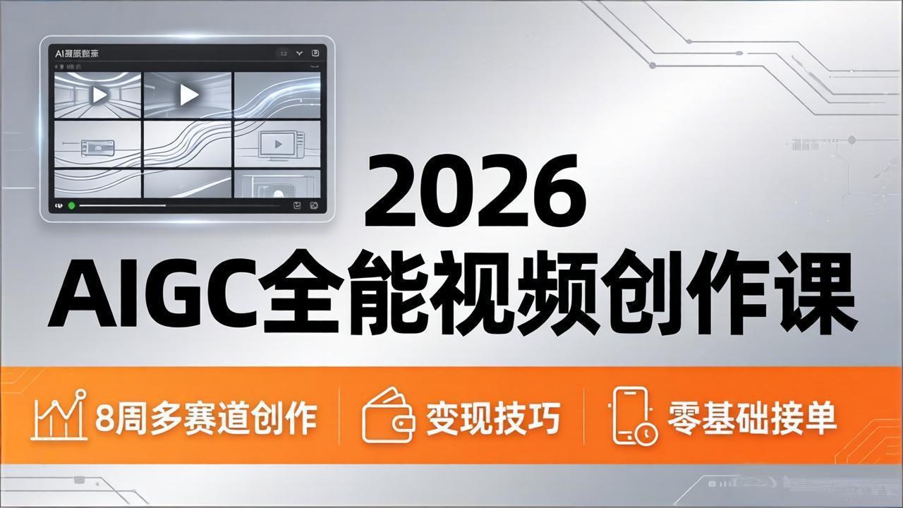 2026AIGC全能视频创作课，8周吃透多赛道创作+变现，零基础也能高效出片接单-百盟网