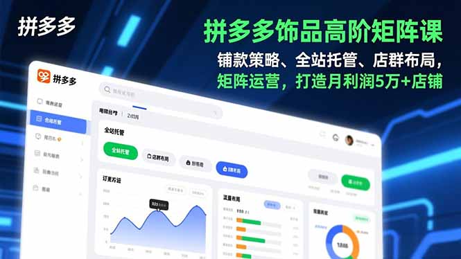 拼多多饰品高阶矩阵课，铺款策略、全站托管、店群布局，矩阵运营，打造月利润5万+店铺-百创网