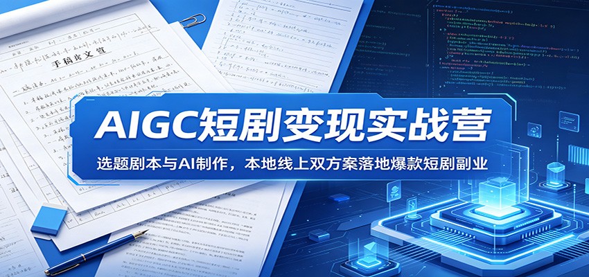 AIGC短剧变现实战营：选题剧本与AI制作，本地线上双方案落地爆款短剧副业-百盟网
