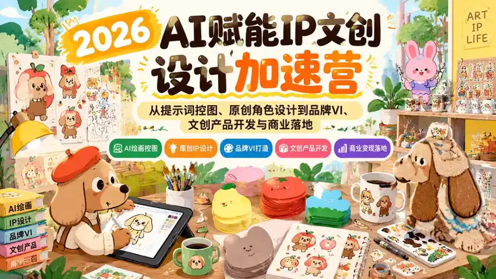 2026AI赋能IP文创设计加速营:从提示词控图、原创角色设计到品牌VI、文创产品开发与商业落地 2026AI赋能IP文创设计加速营:从提示词控图、原创角色设计到品牌VI、文创产品开发与商业落地
