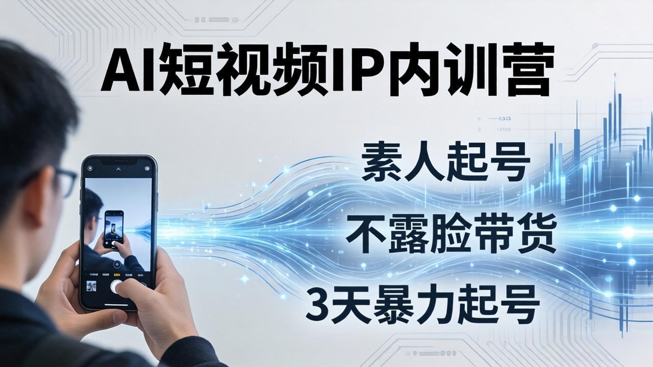 2026AI短视频IP内训营：从素人起号到不露脸带货，3天暴力起号全流程拆解-百盟网