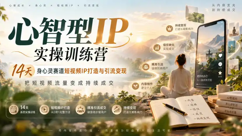 心智型IP实操训练营｜14天身心灵赛道短视频IP打造与引流变现，把短视频流量变成持续成交-百盟网