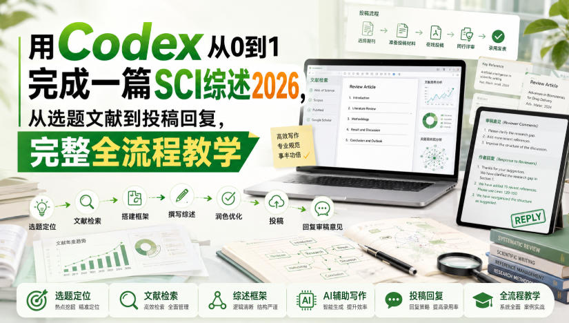 用Codex从0到1完成一篇SCI综述2026，从选题文献到投稿回复，完整全流程教学-百盟网