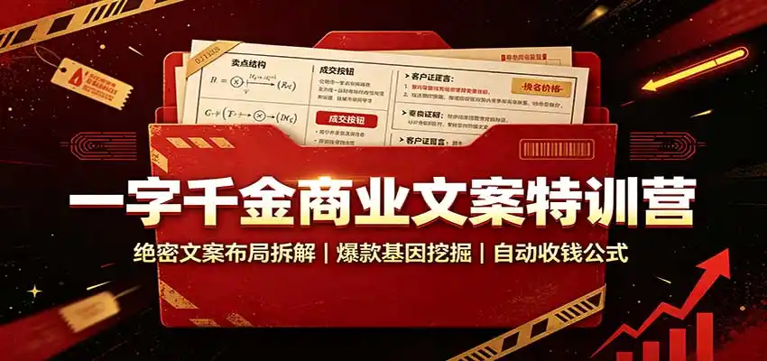 一字千金商业文案特训营：绝密文案布局拆解，爆款基因挖掘，自动收钱公式-百盟网