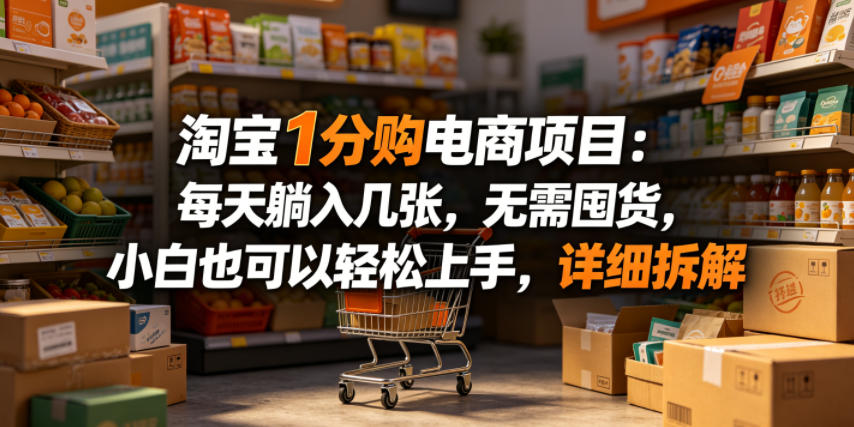 淘宝1分购电商项目：每天躺入几张，无需囤货，小白也可以轻松上手，详细拆解-百盟网