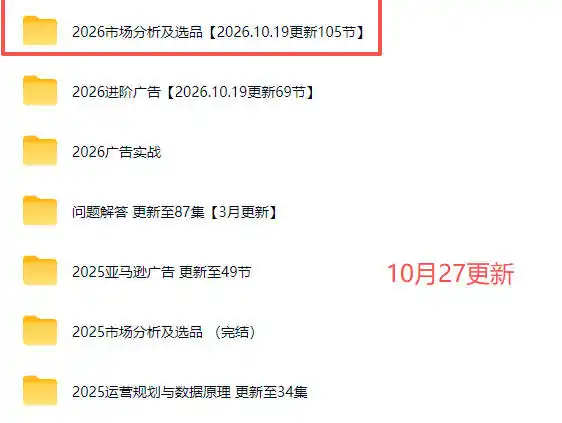 2026亚马逊视频教程,学习我们的商业模式,以及2026最新的选品及运营经验(更新1027) 2026亚马逊视频教程,学习我们的商业模式,以及2026最新的选品及运营经验(更新1027)