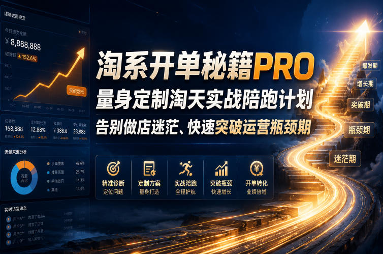 淘系开单秘籍PRO，量身定制淘天实战陪跑计划，告别做店迷茫、快速突破运营瓶颈期(20260715)-百盟网