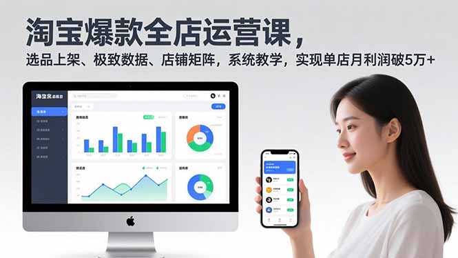 淘宝爆款全店运营课2.0，选品上架、极致数据、店铺矩阵，系统教学，实现单店月利润破5万+-百创网