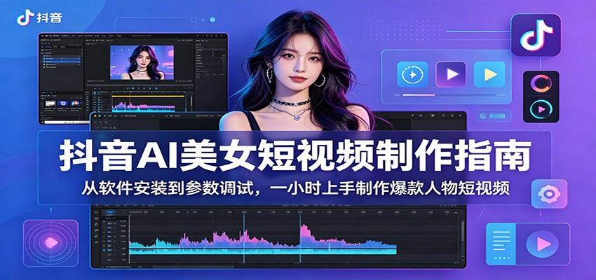 抖音AI美女短视频制作指南:从软件安装到参数调试,一小时上手制作爆款人物短视频-百盟网