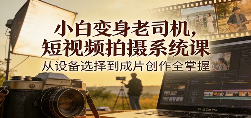 小白变身老司机，短视频拍摄系统课，从设备选择到成片创作全掌握-百创网