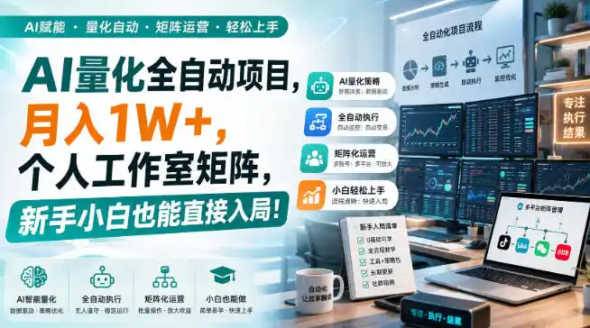 AI量化全自动项目，月入1W+，个人工作室矩阵，新手小白也能直接入局！【揭秘】-百盟网