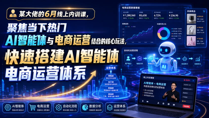某大佬的6月线上内训课，聚焦当下热门AI智能体与电商运营结合的核心玩法，快速搭建AI智能体电商运营体系-百盟网